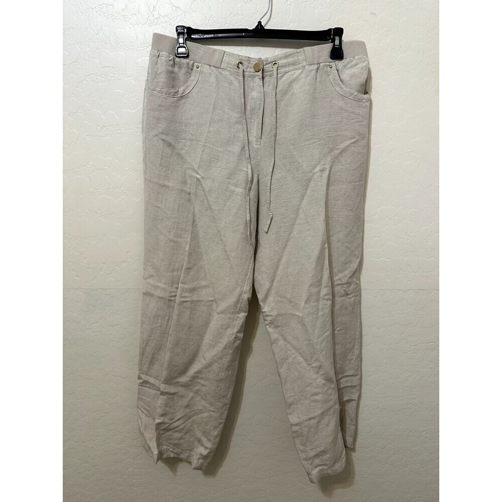 JM Collection Womans Linen Trousers Size XL Beachy‎ Lagenlook Quiet Luxury Vacay